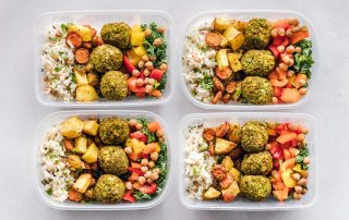 Four tubs of prepared meals
